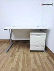Straight White Office Desk with Pedestal (120cm x 80cm)