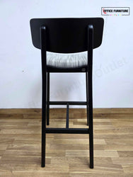 Frovi Scandi High Stool – Black Frame with Grey Upholstered Seat (Set of 10)