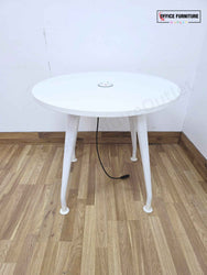 White Round Meeting Table with Integrated Power Port (RT01)