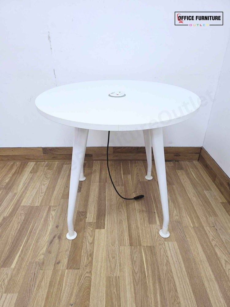 White Round Meeting Table with Integrated Power Port (RT01)