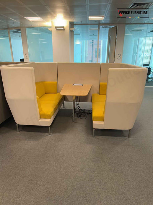 Boss Design High-Back Meeting Booth – Yellow & Cream