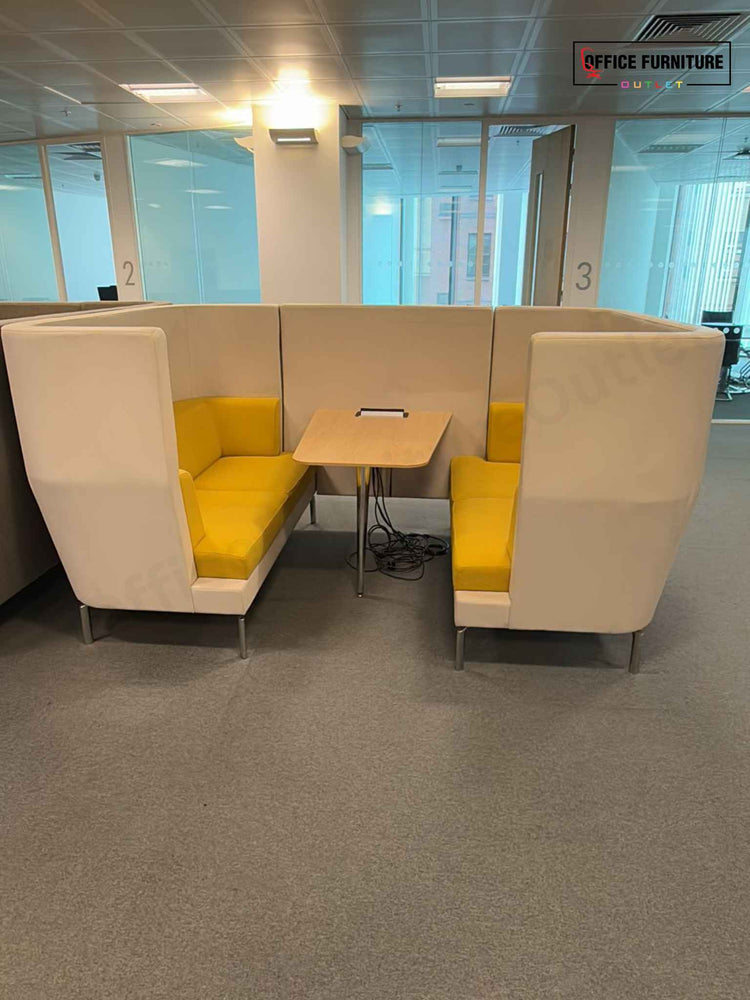 Boss Design High-Back Meeting Booth – Yellow & Cream