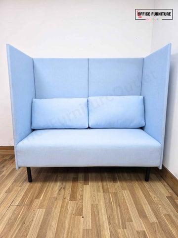 Modern High-Back Privacy Sofa – Light Blue