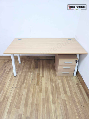 Light Oak Office Desk & Pedestal (160cm x 80cm)