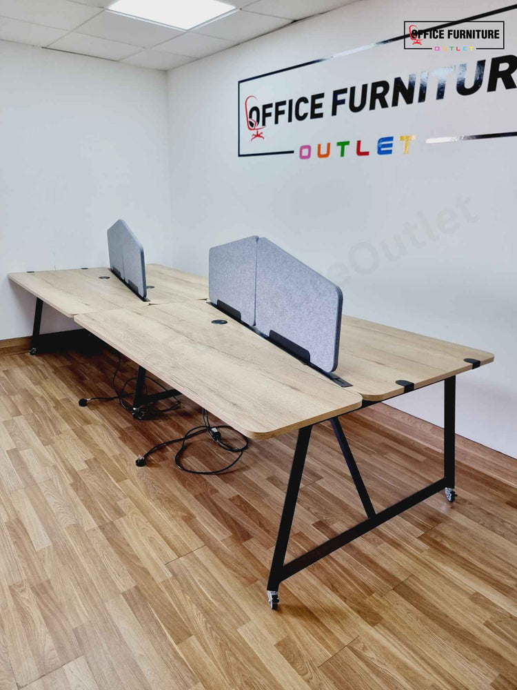 Four Person Frovi Bench Desk Workstation