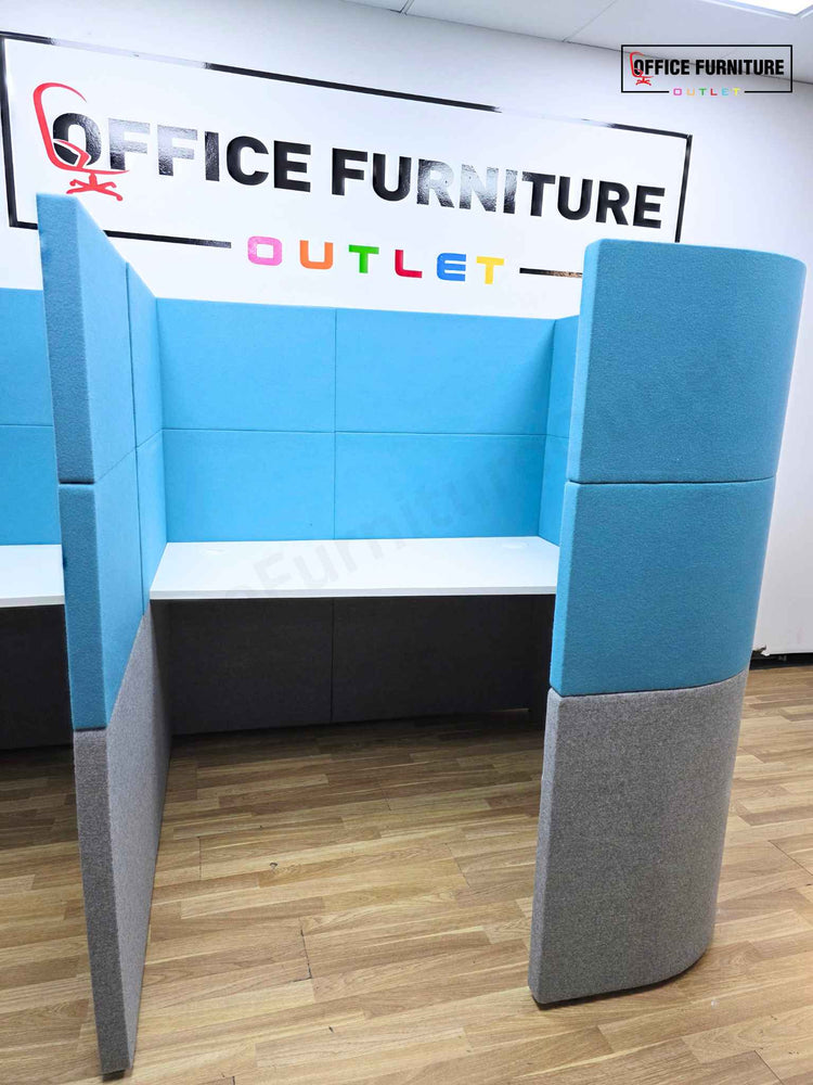 Gresham 2 Person Upholstered Study Booth Cubicle with Acoustic Privacy Panels