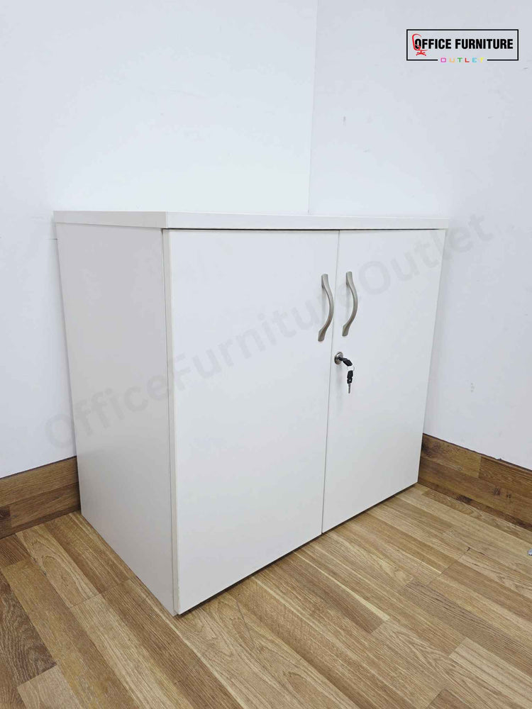Low Level White Double Door Storage Cabinet (F)