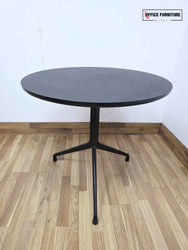 Black Round Canteen Table – Black Framework (RT04)