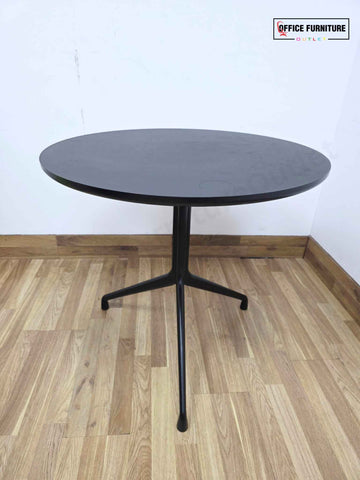 Black Round Canteen Table – Black Framework (RT04)