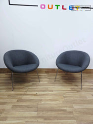 Walter Knoll 369 Armchair – Tub Chair in Grey Fabric (Pair)