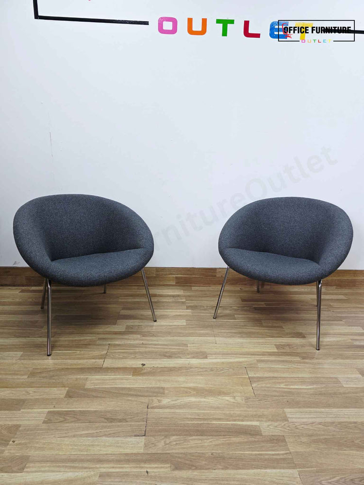 Walter Knoll 369 Armchair – Tub Chair in Grey Fabric (Pair)