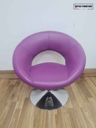 Set Of Two Faux Leather Purple Chairs (Pairs)