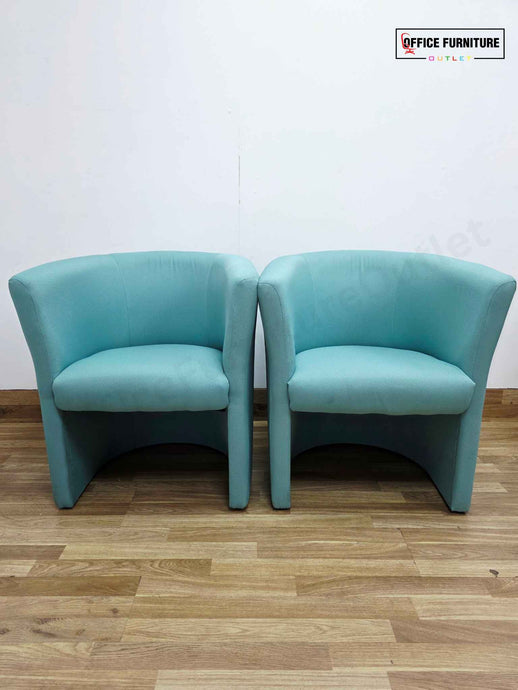 Set of Two Light Blue Tub Chairs