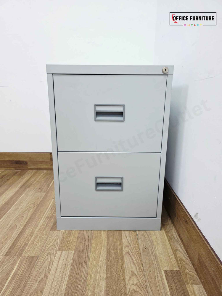 Two Drawer Grey Metal Filing Cabinet (ST40)