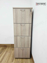 Grey Oak 4 Drawer Wooden Filing Cabinet (ST41)