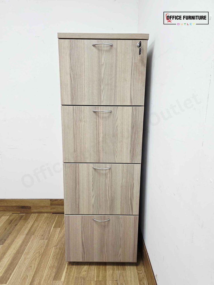 Grey Oak 4 Drawer Wooden Filing Cabinet (ST41)