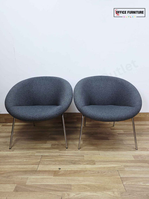 Walter Knoll 369 Armchair – Tub Chair in Grey Fabric (Pair)