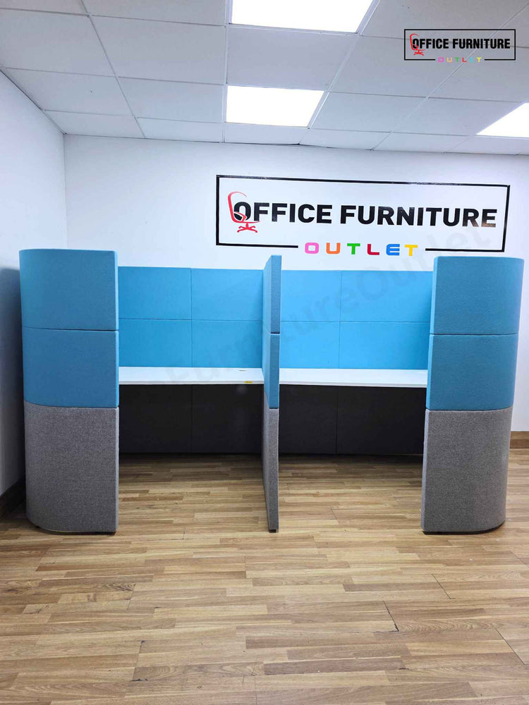 Gresham 2 Person Upholstered Study Booth Cubicle with Acoustic Privacy Panels