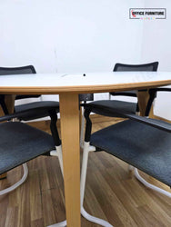Steelcase Round Meeting Table with 4 Gresham SJX Cantilever Chairs
