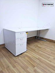 Brand New Straight White Office Desk with Desk Height Pedestal (201cm x 80cm)