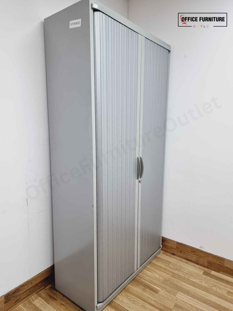 Tall Steel Tambour Cabinet – Grey