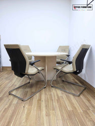 Round Maple Meeting Table with Four Gresham Chairs