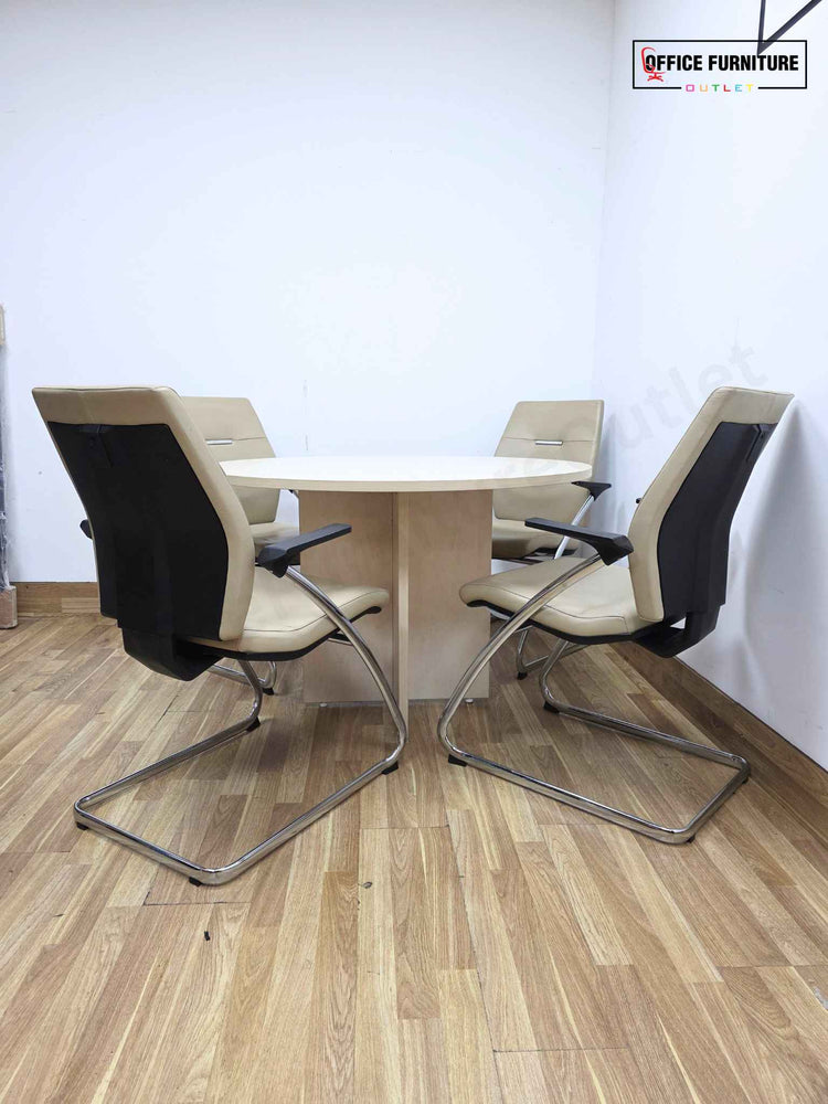 Round Maple Meeting Table with Four Gresham Chairs
