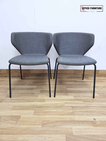 Modus Visitor Chairs – Set of 2 Grey Stackable Meeting & Reception Chairs