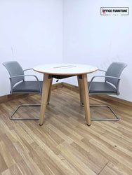 Steelcase Round Table with 2 Boss Design Mars Cantilever Armchairs