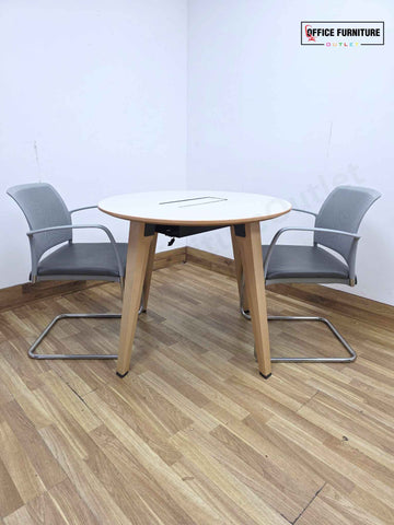 Steelcase Round Table with 2 Boss Design Mars Cantilever Armchairs