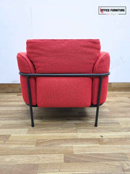 Modern Red Accent Armchair with Black Metal Frame