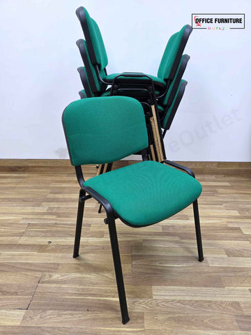 Club Stacking Chairs – Green Fabric with Black Legs Set