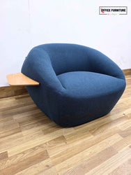 Allermuir Jinx Single Seat Lounge Chair – Dark Blue Lounge Chair with Side Table