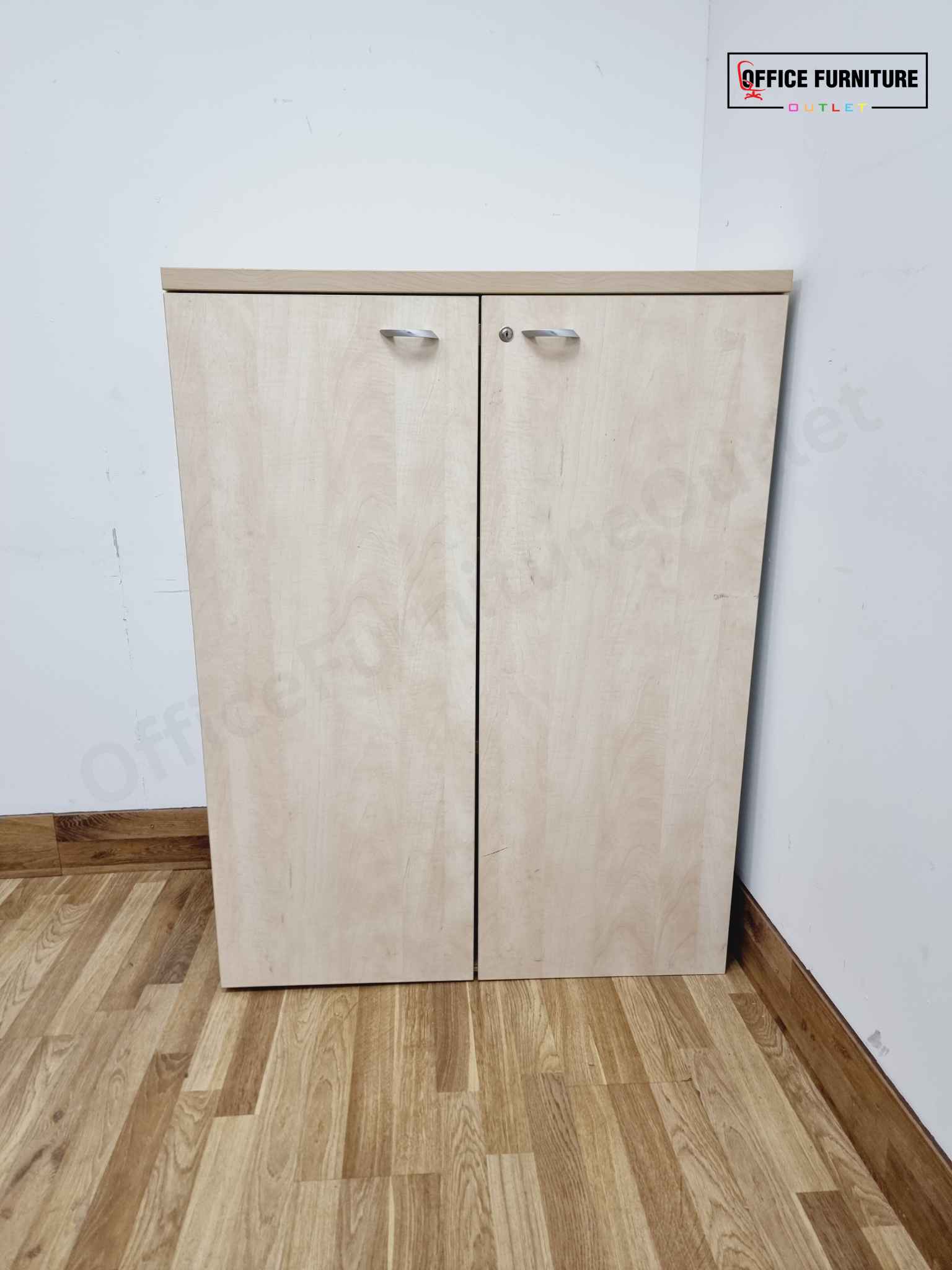 Maple Double Door Storage Cabinet - 2 Shelf
