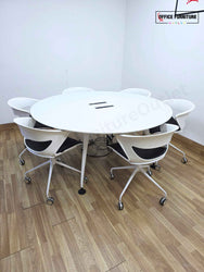 Six Person Round Meeting Table with Kastel Chairs
