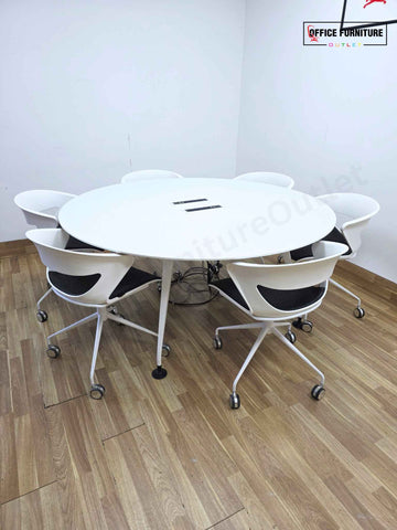 Six Person Round Meeting Table with Kastel Chairs