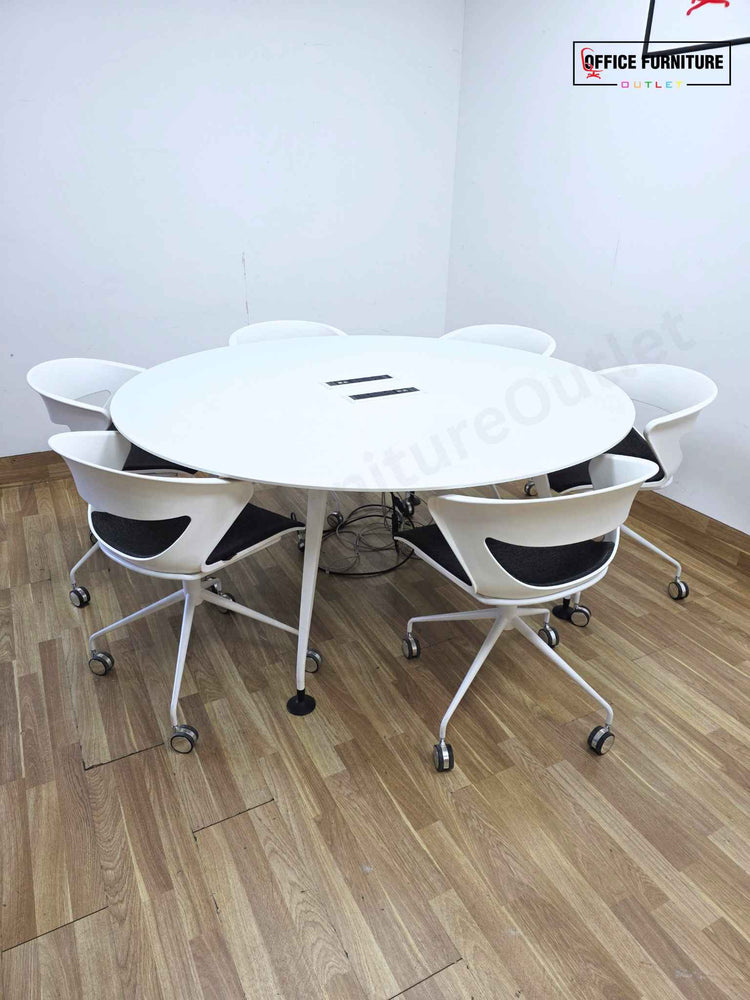 Six Person Round Meeting Table with Kastel Chairs