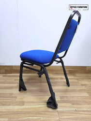 Set of 6 Blue Banquet Chairs – Stackable Event Chairs with Black Metal Frame