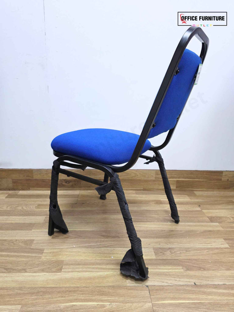 Set of 6 Blue Banquet Chairs – Stackable Event Chairs with Black Metal Frame