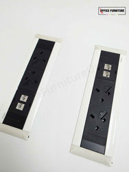 Large Round White Meeting Room Table (160cm) – Modern Office Table with Integrated Power Ports