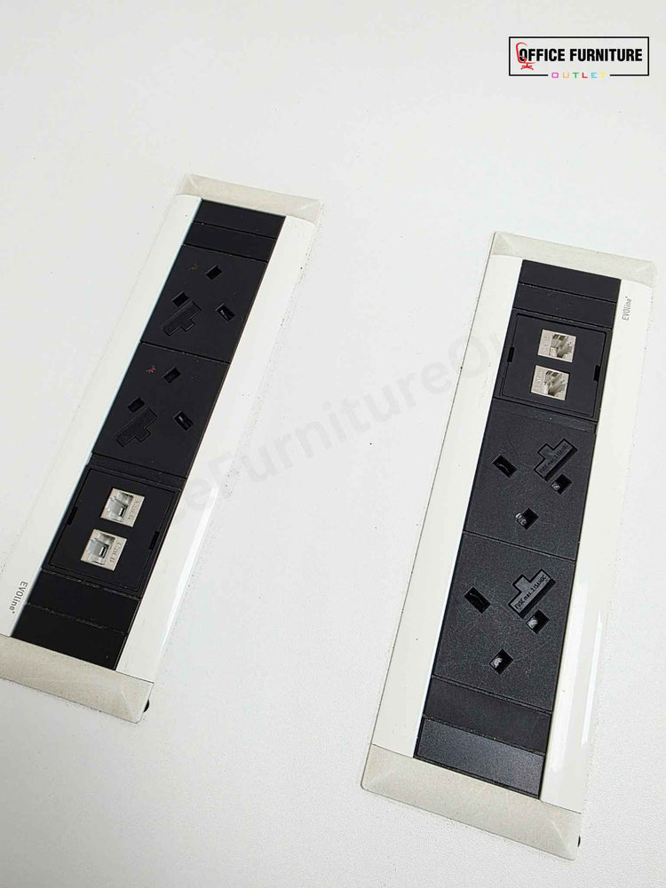 Large Round White Meeting Room Table (160cm) – Modern Office Table with Integrated Power Ports