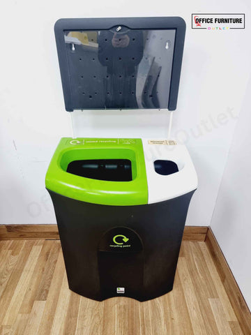 Dual Compartment Office Recycling Bin with Signboard