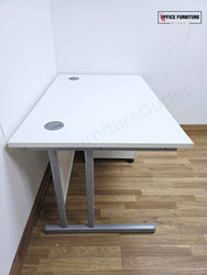 Straight White Office Desk with Pedestal (120cm x 80cm)