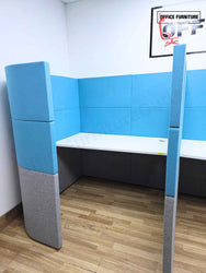 Gresham 2 Person Upholstered Study Booth Cubicle with Acoustic Privacy Panels