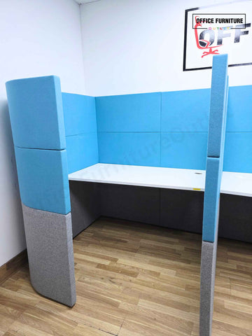 Gresham 2 Person Upholstered Study Booth Cubicle with Acoustic Privacy Panels