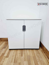 White Low-Level Double Door Storage Cabinet