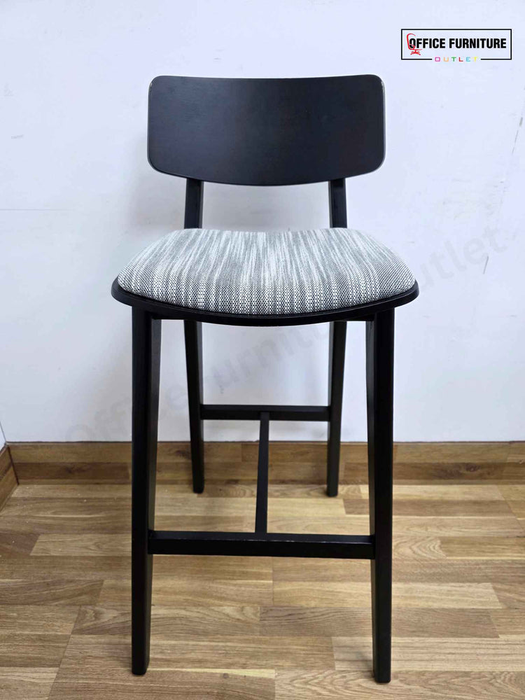 Frovi Scandi High Stool – Black Frame with Grey Upholstered Seat (Set of 10)