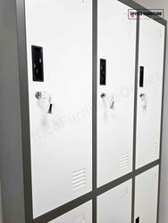 Metal Bank of 6 Lockers – Grey & White Staff Storage Unit (ST61)
