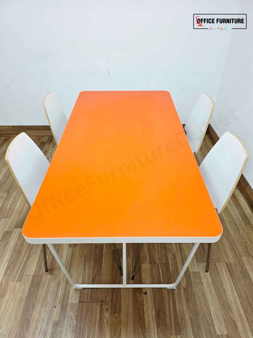 IKEA Rydeback Table with 4 Vilmar Chairs – White &  Orange Set