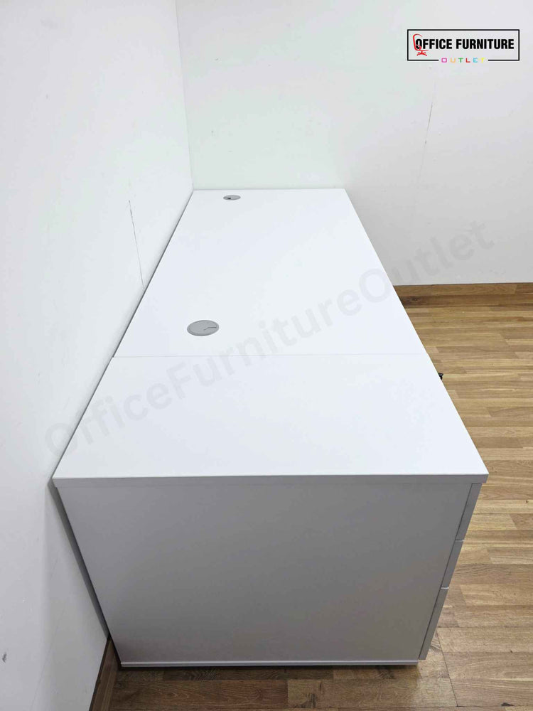 Brand New Straight White Office Desk with Desk Height Pedestal (201cm x 80cm)